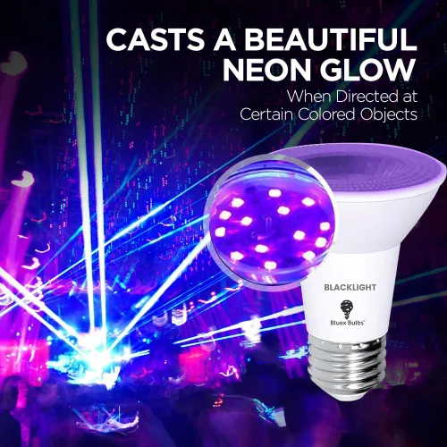 Vista 3 de Bluex Bombillas 4 unidades PAR20 LED de luz negra, 10 W (equivalente a 100 W) E26, nivel de foco de luz negra 385-400 nm, para pintura corporal