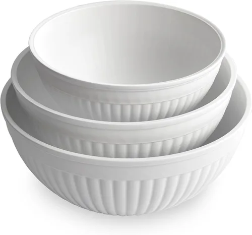 Vista 6 de Nordic Ware – Juego de tazones para preparar, servir y mezclar, 3 piezas, tonos tierra