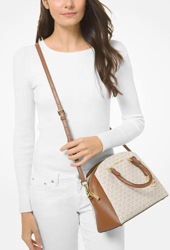 Vista 3 de MICHAEL Michael Kors Maxine Medium Logo Cuero Dome Satchel