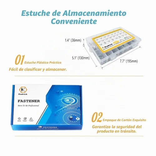 Vista 5 de Kadrick 1230 piezas de tornillos de acero inoxidable 304, surtido métrico M2 M3 M4 M5, kit de pernos de cabeza hexagonal de botón de 4mm-20mm