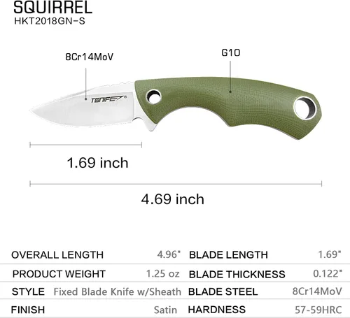 Vista 2 de TONIFE Cuchillo para el cuello, mini cuchillo de supervivencia al aire libre, hoja afilada EDC de alta dureza de 1.7 pulgadas, cuello portátil