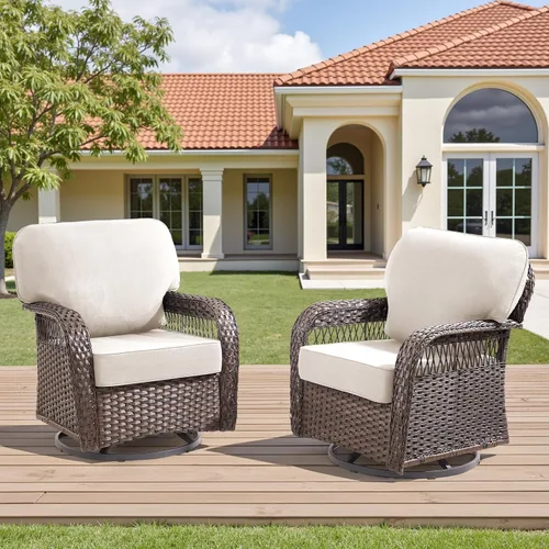 Vista 20 de Sofá de mimbre para patio al aire libre de 75 pulgadas, sofá de ratán para todo tipo de clima, sofá de respaldo alto con asiento profundo y funda