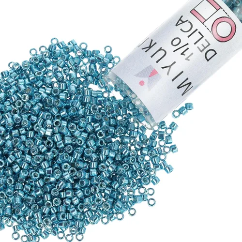 Vista 8 de Miyuki Cuentas de semillas Delica – Tamaño 11/0 (0.1 in), DB0079, forrado azul agua AB, 0.3 oz, aprox. 1440 cuentas, fabricado en Japón