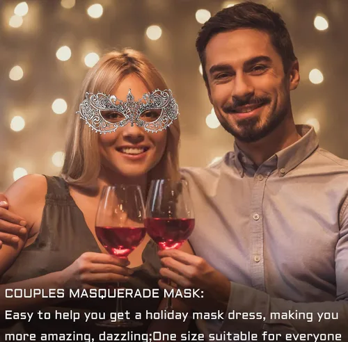 Vista 5 de Máscara de encaje para mujer, máscaras venecianas para fiesta de máscaras, fiesta de disfraces, Halloween, carnaval, apta para adultos, suave y negro