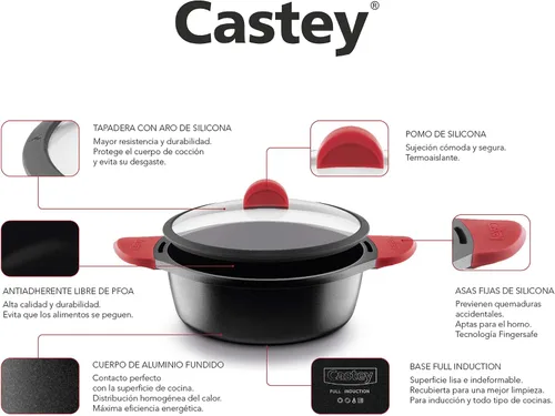 Vista 5 de Castey Cacerola alta inducción (rojo) 9.4 in