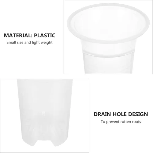 Vista 3 de DOITOOL 5 macetas de plástico transparente para orquídeas, macetas con agujeros, transpirables, altas, para interiores y exteriores, plantas