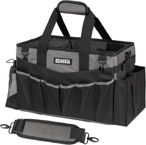 Vista 13 de SCAVATA Bolsa de aseo portátil, organizador de suministros con asa y correas para el hombro para amas de casa, organizador de herramientas