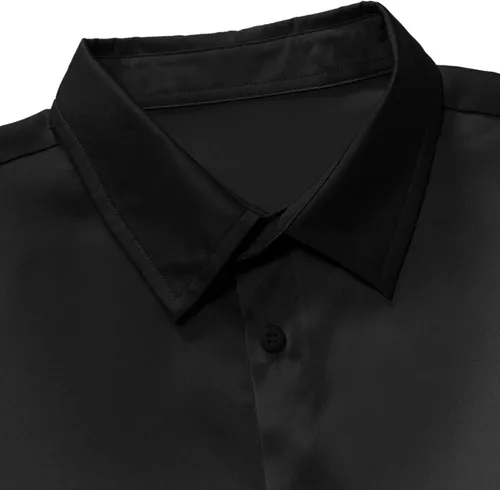 Vista 3 de Romwe Camisa de manga corta con cuello de solapa frontal para hombre