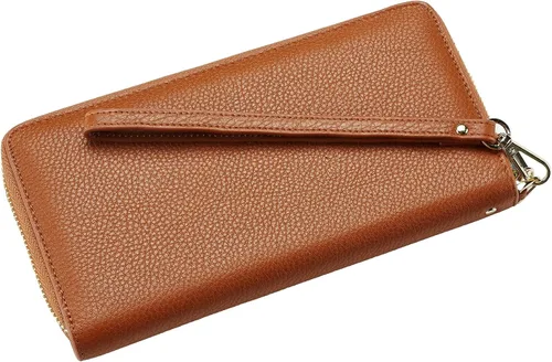 Vista 5 de Chelmon - Monedero para mujer de cuero genuino con bloqueo de señal RFID para tarjetas de crédito