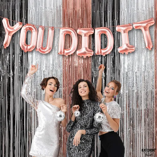 Vista 8 de KatchOn, Globos de oro rosa con el texto en inglés "You Did It" (16 pulgadas) Banner de You Did It para decoraciones de graduación 2026 Banner