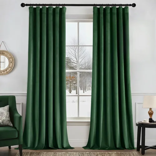 Vista 50 de MIULEE Cortinas de terciopelo de 84 pulgadas de largo, juego de 2 paneles para dormitorio, con pestaña trasera plisada, de lujo, aislamiento