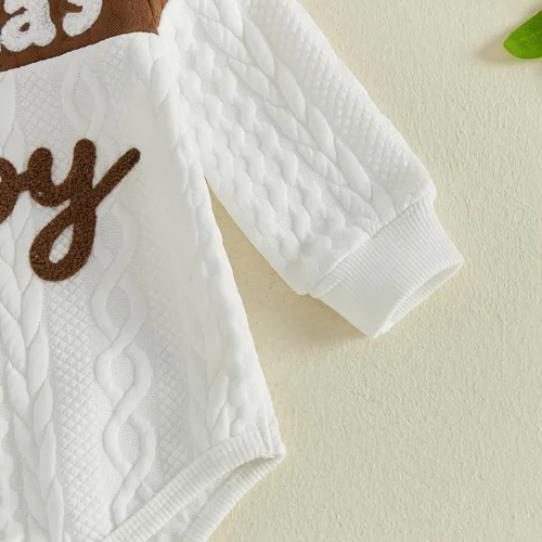 Vista 7 de Conjunto de 2 piezas de ropa para bebé niña y niño, sudadera con letras de mamá y niño, conjunto de 2 piezas White Brown