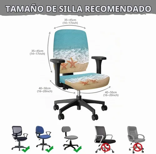Vista 7 de Talayituse - Funda para silla de oficina o computadora con estampado de estrellas de playa, funda de asiento dividida elástica, extraíble y lavable