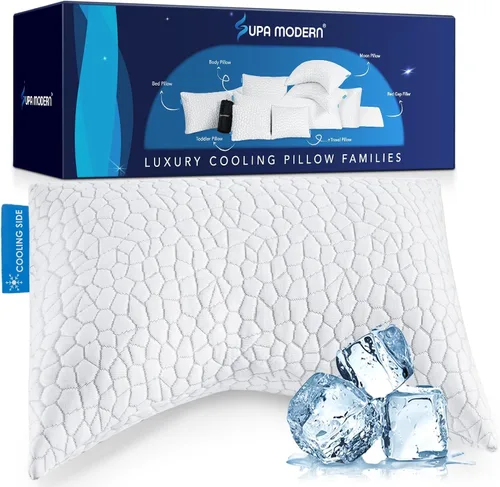 Vista 21 de SUPA MODERN Almohada refrescante de tamaño estándar, 1 paquete, almohadas de espuma viscoelástica trituradas CertiPUR-US, almohadas de cama frescas