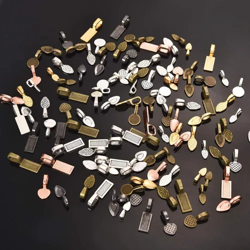 Vista 2 de OBSEDE 120 piezas de pegamento en fianzas para hacer joyas, colgante, collar, aretes, abalorio, cuchara, ovalado, rectangular, corazón