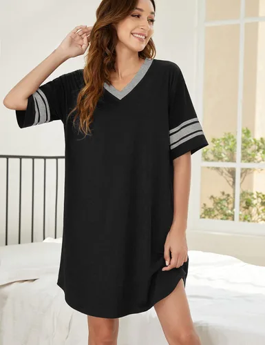 Vista 3 de Ekouaer - Camisón de manga corta para mujer