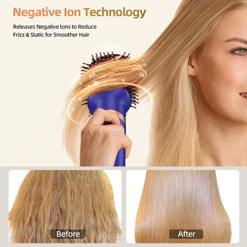 Vista 5 de T-GOGO Cepillo secador de pelo profesional: 6 en 1 juego de peinado y secadora de cabello de aire caliente, potente rizador de aire de aire de alta