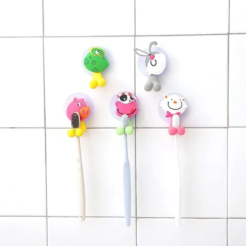 Vista 7 de 5 soportes para cepillos de dientes para niños, lindos animales de dibujos animados, montados en la pared, para niños, niñas, adultos, resistentes