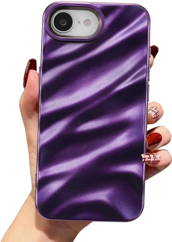 Vista 13 de QLTYPRI Funda compatible con iPhone 11, bonita funda con patrón de ondas de agua para niñas y mujeres, delgada, satinada, brillante, suave, de Beige