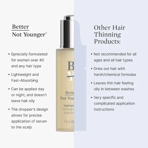 Vista 4 de Better Not Younger Suero fortificante para el cabello y el cuero cabelludo para adelgazar y envejecer el cabello, suero para cabello más fuerte
