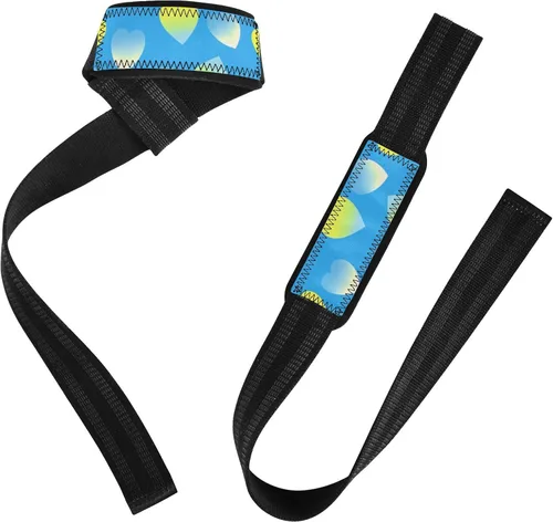 Vista 2 de Teal Gradient Valentine Love Wrist Wraps and Lifting Straps 26" Anti Slip Heavy Duty Wrist Workout Straps for Powerlifting, Strength Training