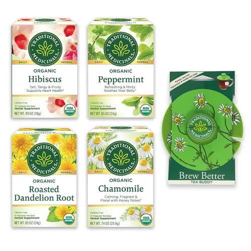 Vista 16 de Traditional Medicinals - Té de hierbas orgánico en seis relajantes sabores, manzanilla, hibisco, menta, melisa, limón y jengibre, y pasionaria, 6