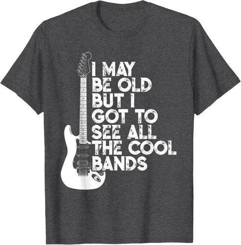 Vista 28 de Camiseta con texto en inglés "I May Be Old But I Got to See All The Cool Bands" Negro