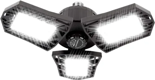 Vista 7 de Luces LED de garaje de 50 W - 5000 lúmenes, 6500 K, luz diurna, iluminación LED de techo de garaje de tres hojas, paquete de 2