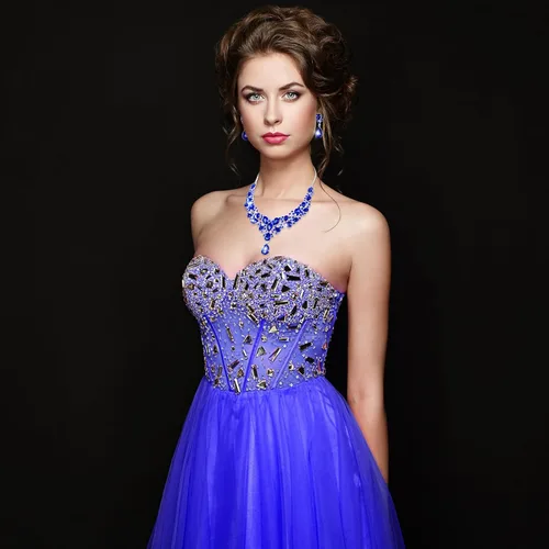 Vista 5 de Hicarer Conjunto de joyas de cristal en forma de lágrima nupcial para mujer, collar, aretes, boda
