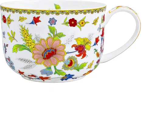 Vista 13 de Tazones de sopa de 25 onzas de porcelana con mangos, taza grande de sopa para café, cereal, avena, café con leche, sopa floral, taza de sopa