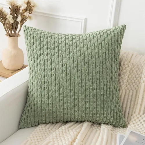 Vista 22 de UGS UGASA - Funda de almohada decorativa de pana suave de 18 x 18 pulgadas, funda de almohada cuadrada a rayas estilo bohemio para sofá, sala