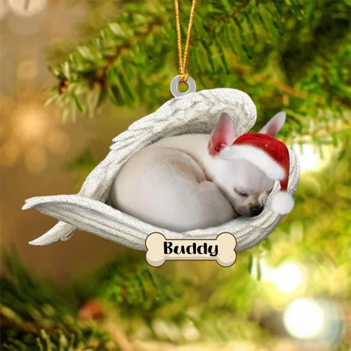 Vista 140 de Afghan Hounds - Adorno de Navidad con alas de ángel durmiente, recuerdo personalizado para perros 2024, adorno de forma acrílica, regalos