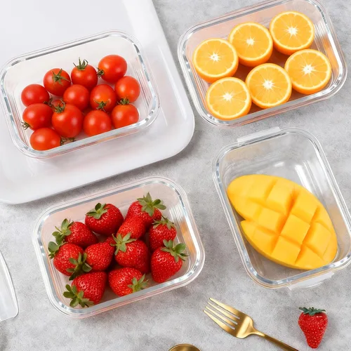 Vista 6 de Contenedores de almacenamiento de vidrio de 22 onzas con tapas, paquete de 5 recipientes de vidrio para preparación de comidas, contenedor