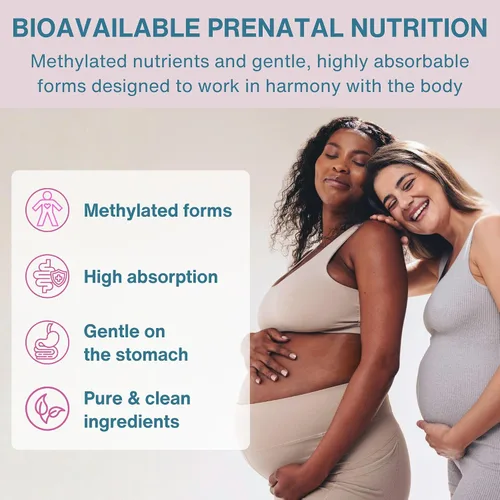 Vista 2 de Igennus Multivitamínico prenatal metilado para mujeres, folato para MTHFR, alta absorción, puro y limpio, hierro suave, colina, calcio y magnesio