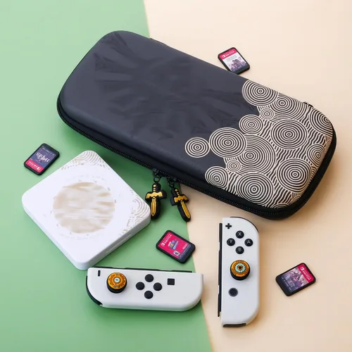 Vista 6 de GLDRAM Funda de transporte Zelda para Nintendo Switch y OLED, kit de accesorios de luz con funda de viaje impermeable para interruptor, soporte