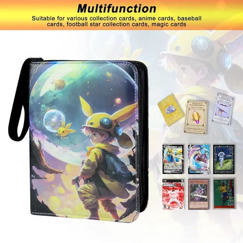 Vista 2 de Carpeta de tarjetas coleccionables de 9 bolsillos, 50 fundas desmontables, álbum de colección de tarjetas compatibles para tarjetas intercambiables