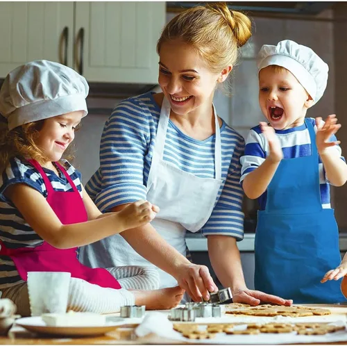 Vista 5 de 12 delantales de chef para niños a granel, juego de delantales artísticos para niños, delantales de chef ajustables con 2 bolsillos para niños