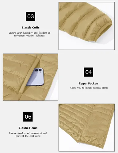 Vista 6 de MAGCOMSEN Chaqueta acolchada ligera con capucha para hombre, con cremallera completa, resistente al agua, acolchada, con forro