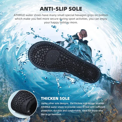 Vista 6 de ATHMILE Zapatos de agua para mujeres y hombres calcetines acuáticos de secado rápido para playa piscina río yoga lago surf deportes acuáticos