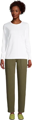 Vista 7 de Lands' End - Camiseta de manga larga, cuello redondo y holgada de algodón Supima cultivado en EE. UU. para mujer Blanco