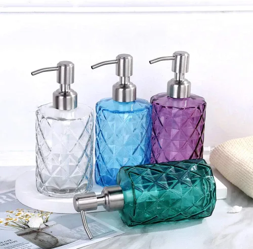Vista 5 de YunNasi Dispensador de jabón con bomba de acero inoxidable, dispensador de jabón líquido recargable para manos para encimera de baño, fregadero