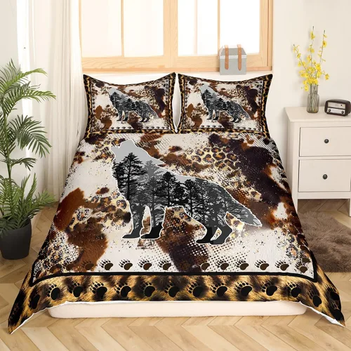 Vista 9 de Juego de funda de edredón de oso para niños, juego de ropa de cama de animales salvajes para niños, naturaleza, vida silvestre, oso, pájaro, juego