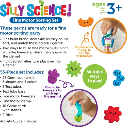 Vista 6 de Learning Resources Silly Science - Juego de clasificación de motricidad fina – 55 piezas, juguete educativo a partir de 3 años, habilidades motoras