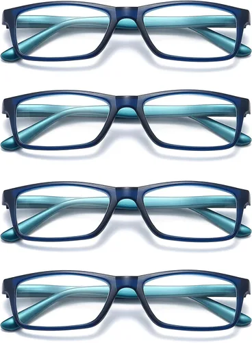 Vista 12 de Lentes de lectura con bloqueo de luz azul para hombres y mujeres, marco rectangular, lectores de computadora con bisagra de resorte