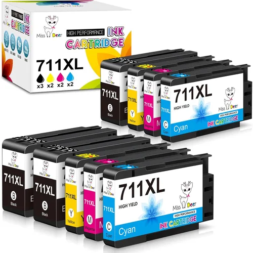 Vista 7 de Miss Deer Paquete de cartuchos de tinta 711XL, repuesto para HP 711 711XL, paquete combinado de cartuchos de tinta para impresora DesignJet T100