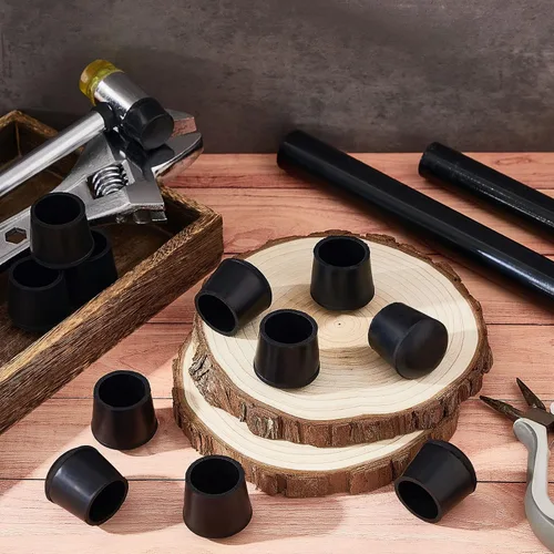 Vista 7 de Treela 48 tapas plegables de 1 pulgada para patas de silla, de goma resistente que no se dañan, protectores redondos de madera dura, protectores