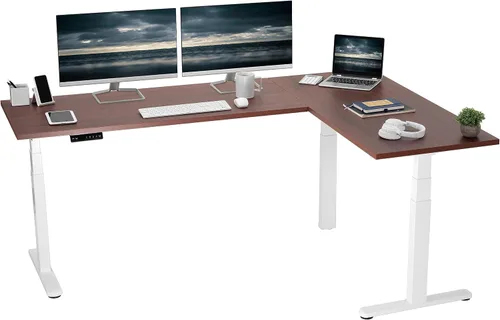 Vista 48 de VIVO DESK-KIT-3E8BO - Escritorio eléctrico de altura ajustable de 83 x 60 pulgadas para trabajar de pie, con 2 cubiertas sólidas de bambú, marco