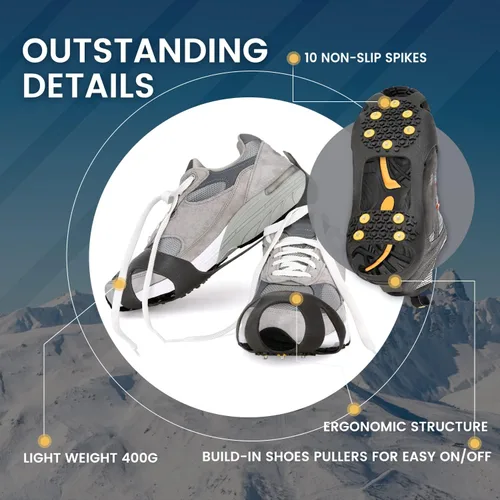 Vista 4 de ZOMAKE Walk Traction Cleats Ice Crampons for Men WomenRunning on Snow and ice Anti Slip Shoe Grips Portable Ice Grippers for Shoes Boots 1011 Spikes