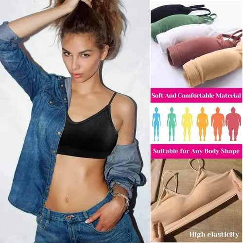 Vista 6 de Selizo Bralettes acolchadas para mujer, 6 piezas de sujetadores deportivos para mujer, paquete de 6 piezas de sujetador con cuello en V Cami Bando
