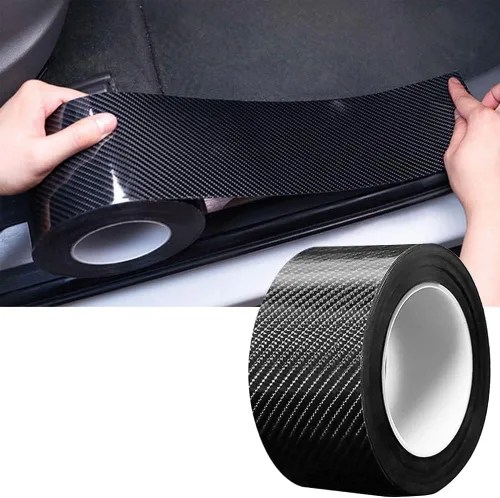 Vista 7 de Protectores de Borde de Puerta Automotriz, Protector de Umbral de Puerta, Película Envolvente de Vinilo de Fibra de Carbono 5D, Protección